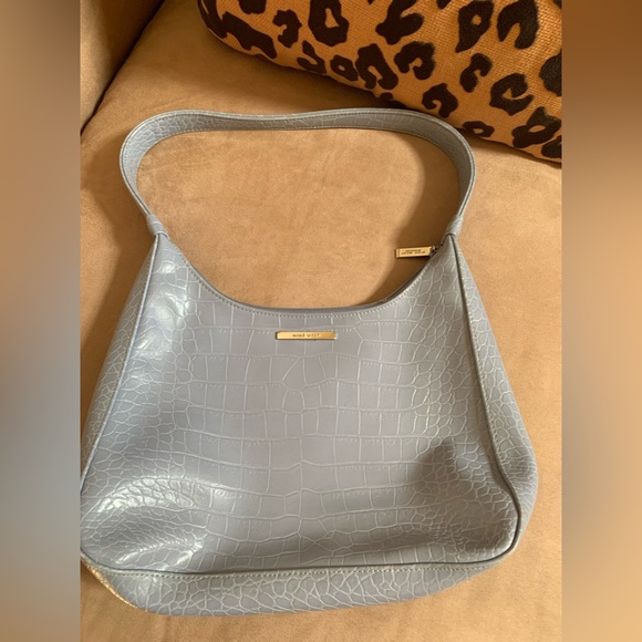 Nine West Light Blue Crocodile Print Handbag With Pockets - Picture 4 of 12